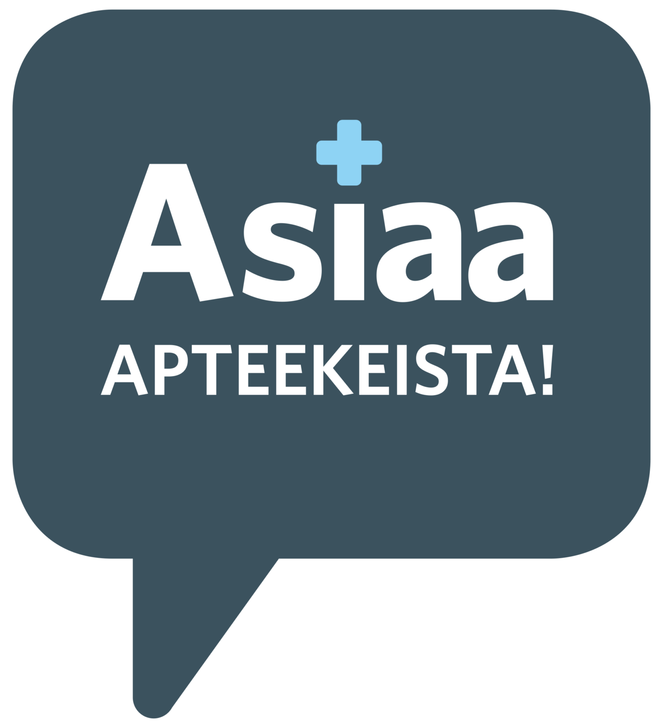 Puhekupla, jossa lukee teksti: Asiaan apteekeista!